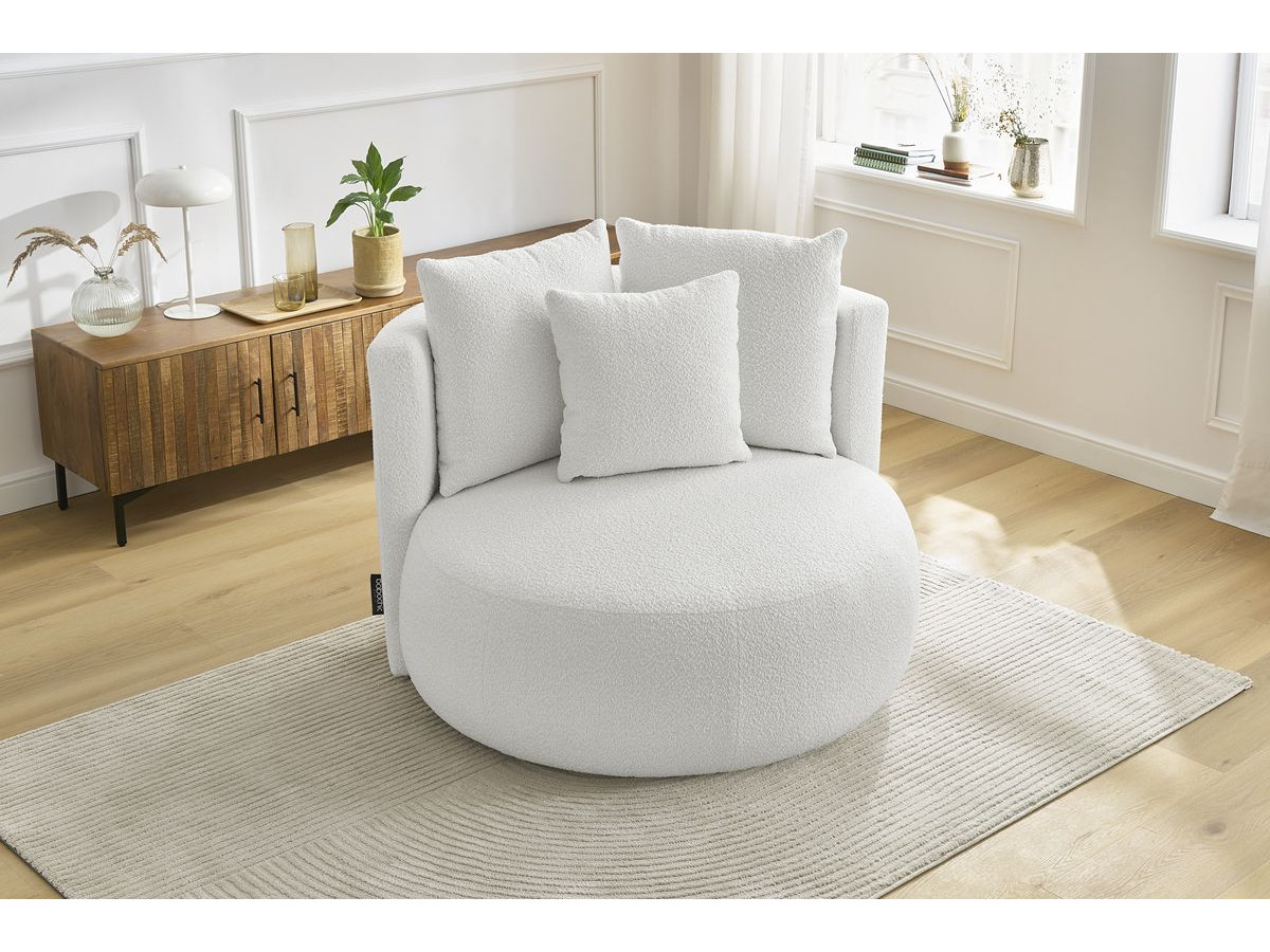 Bobochic Cesar Sessel Bouclé-Stoff Weiß