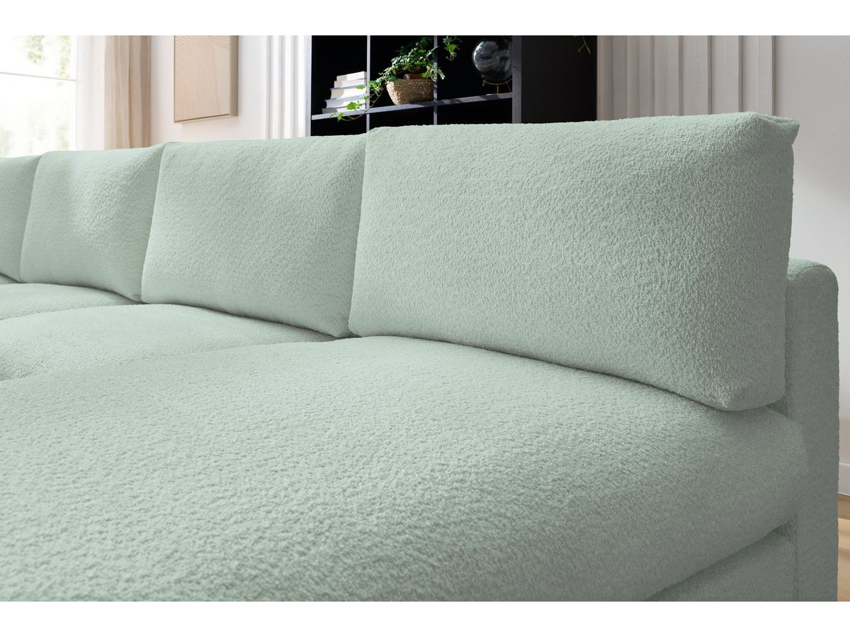 Bobochic Paris Ecksofa mit Pouf 369 × 262 cm Bouclé-Stoff Grün