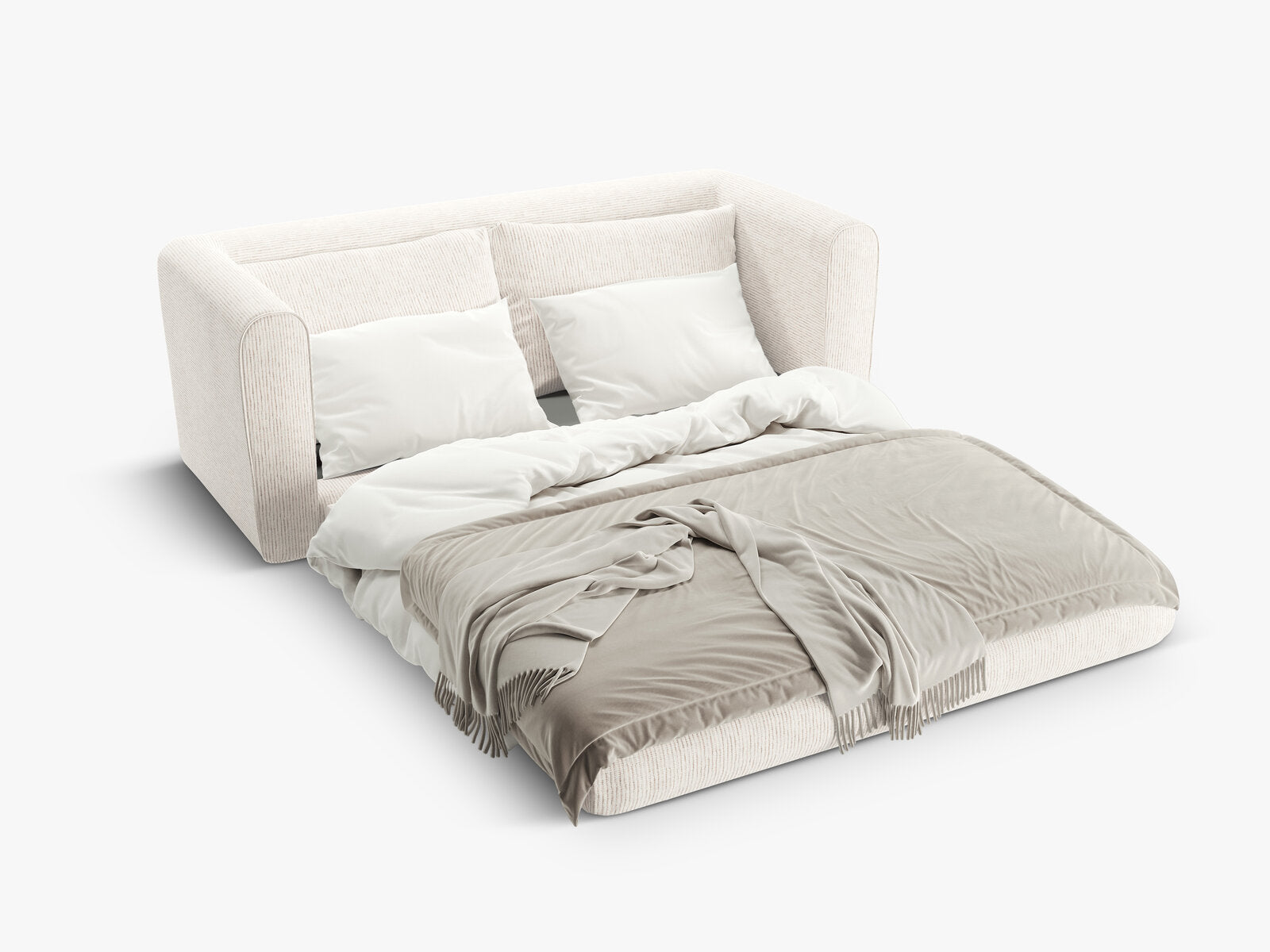 Micadoni Sofa Lido 2-Sitzer Strukturierter Stoff Helles Beige