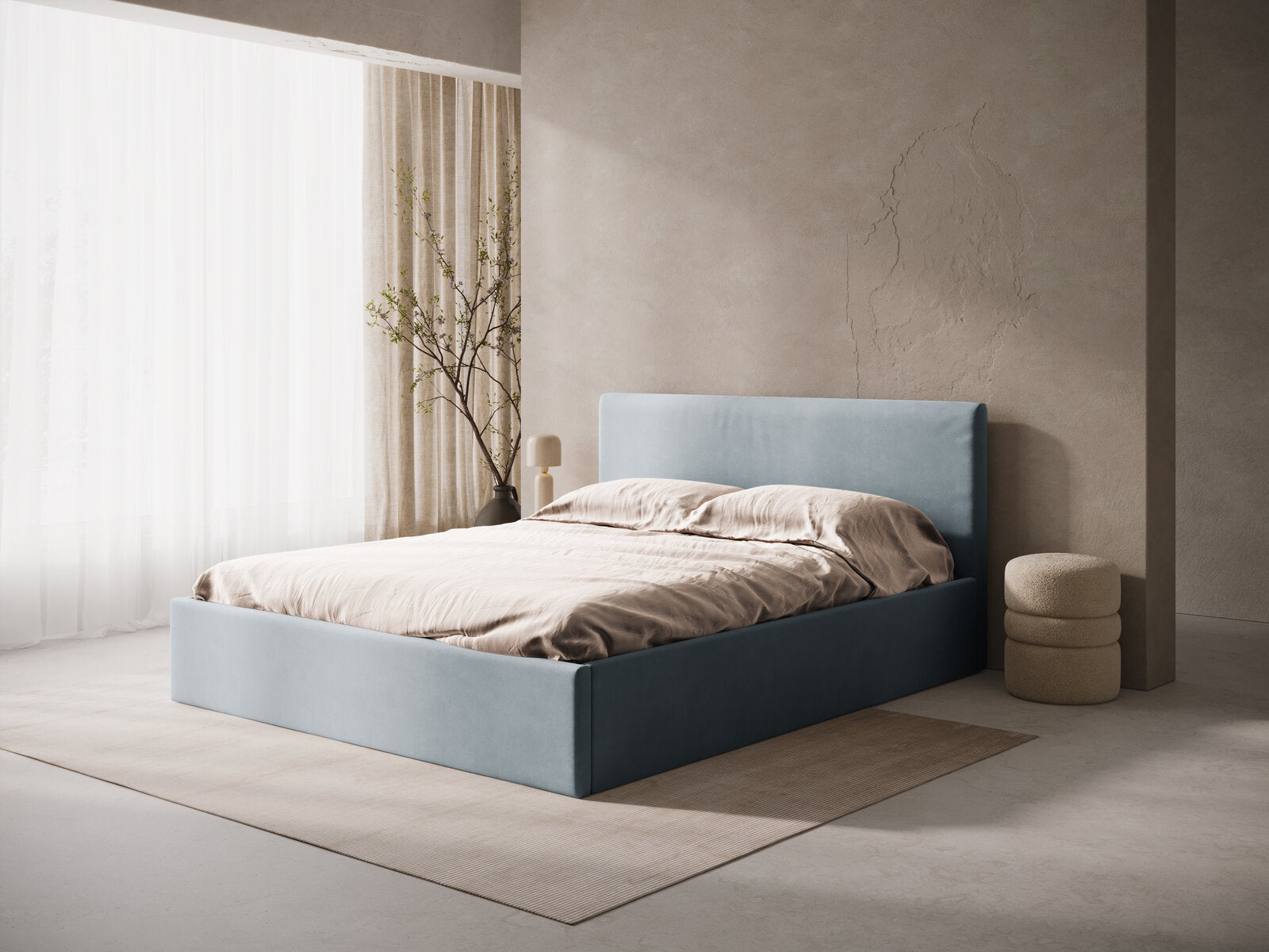 Micadoni Bett Susan Samt Hellblau 140x200