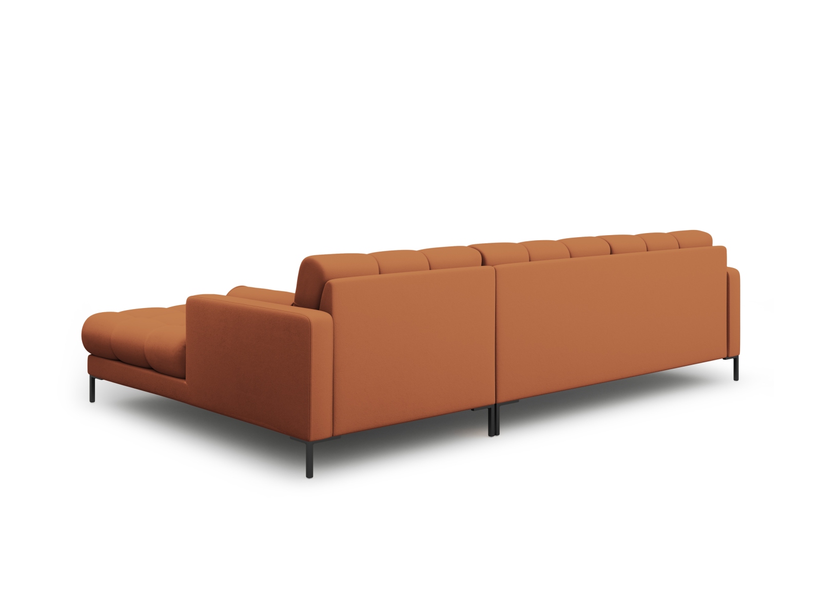 Cosmopolitan Design Ecksofa Bali 5-Sitzer Strukturierter Stoff Neve Ziegel Rechts Beine Schwarzes Metall