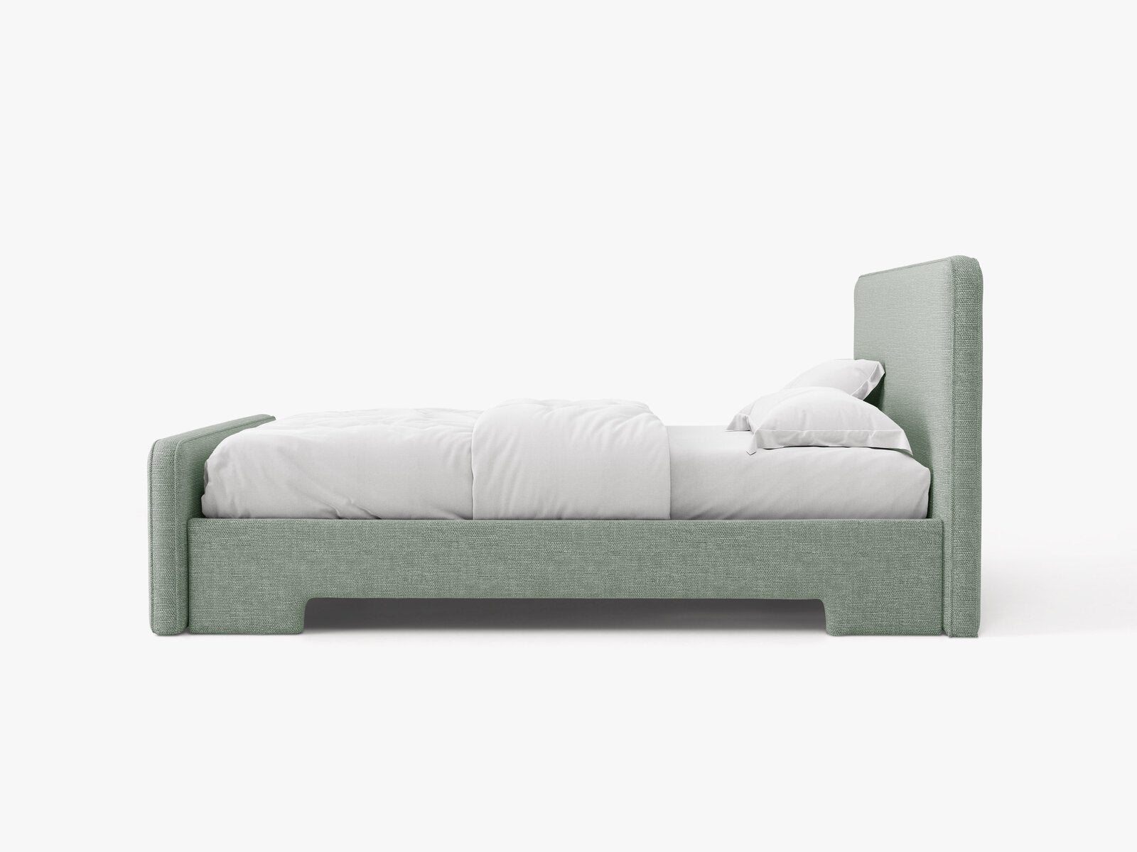 Micadoni Eda Bett mit Kopfteil Strukturierter Stoff Bjorn Minze 160x200