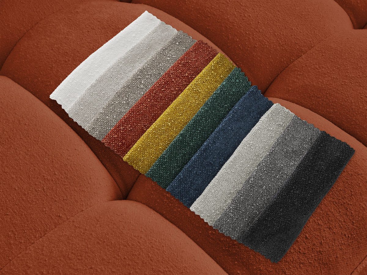Bobochic Anis Ecksofa mit Pouf Strukturstoff Orange Ecke links