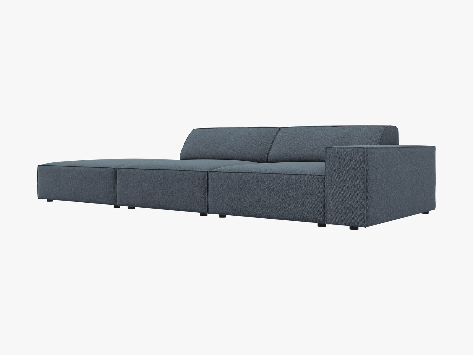 Micadoni Sofa Jodie 3-Sitzer Links Strukturierter Stoff Megan Blau