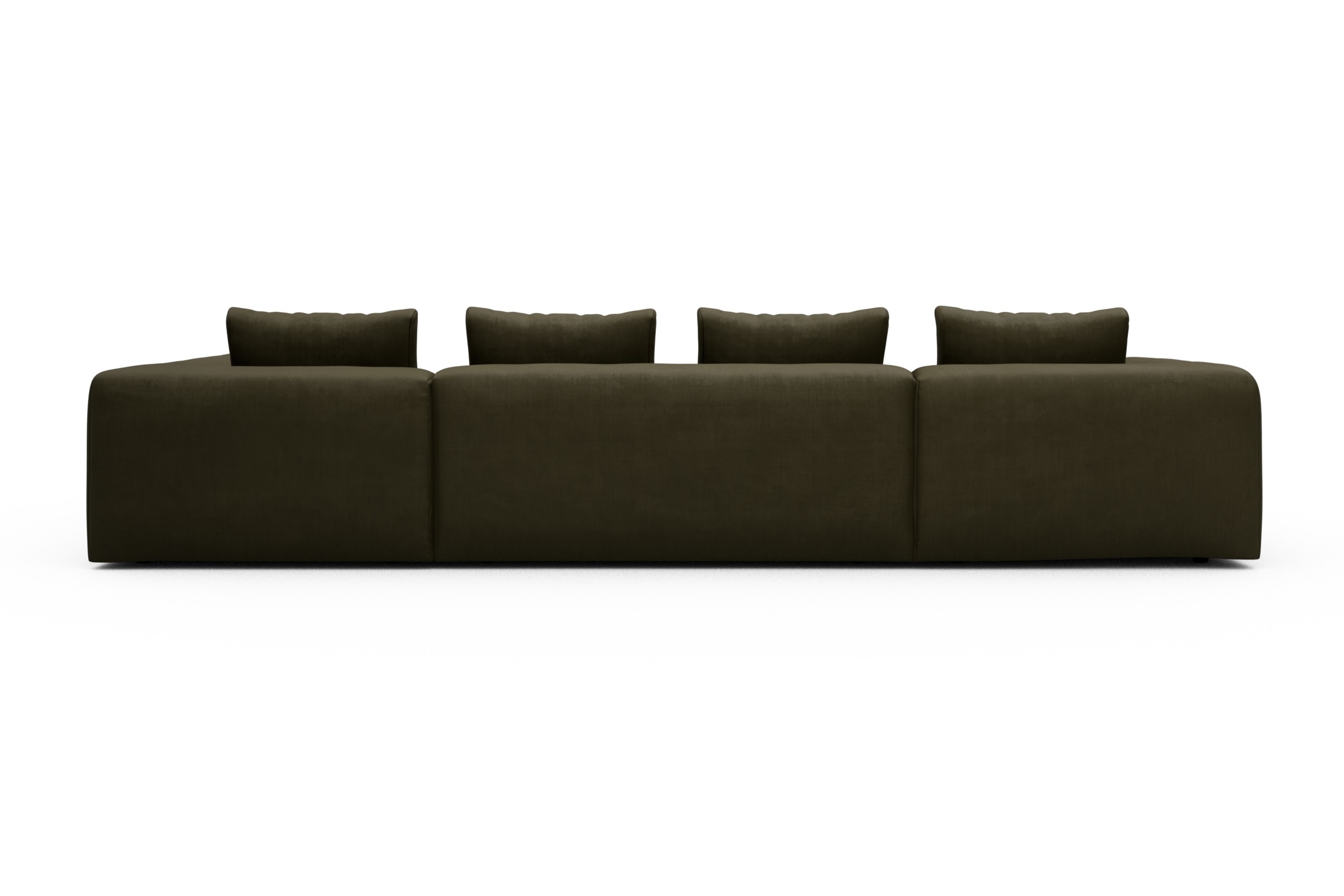 Wohnlandschaft Fred Relax-Ecke rechts mit 2-Sitzer und Chaiselongue links Cordufine-Pine-Green