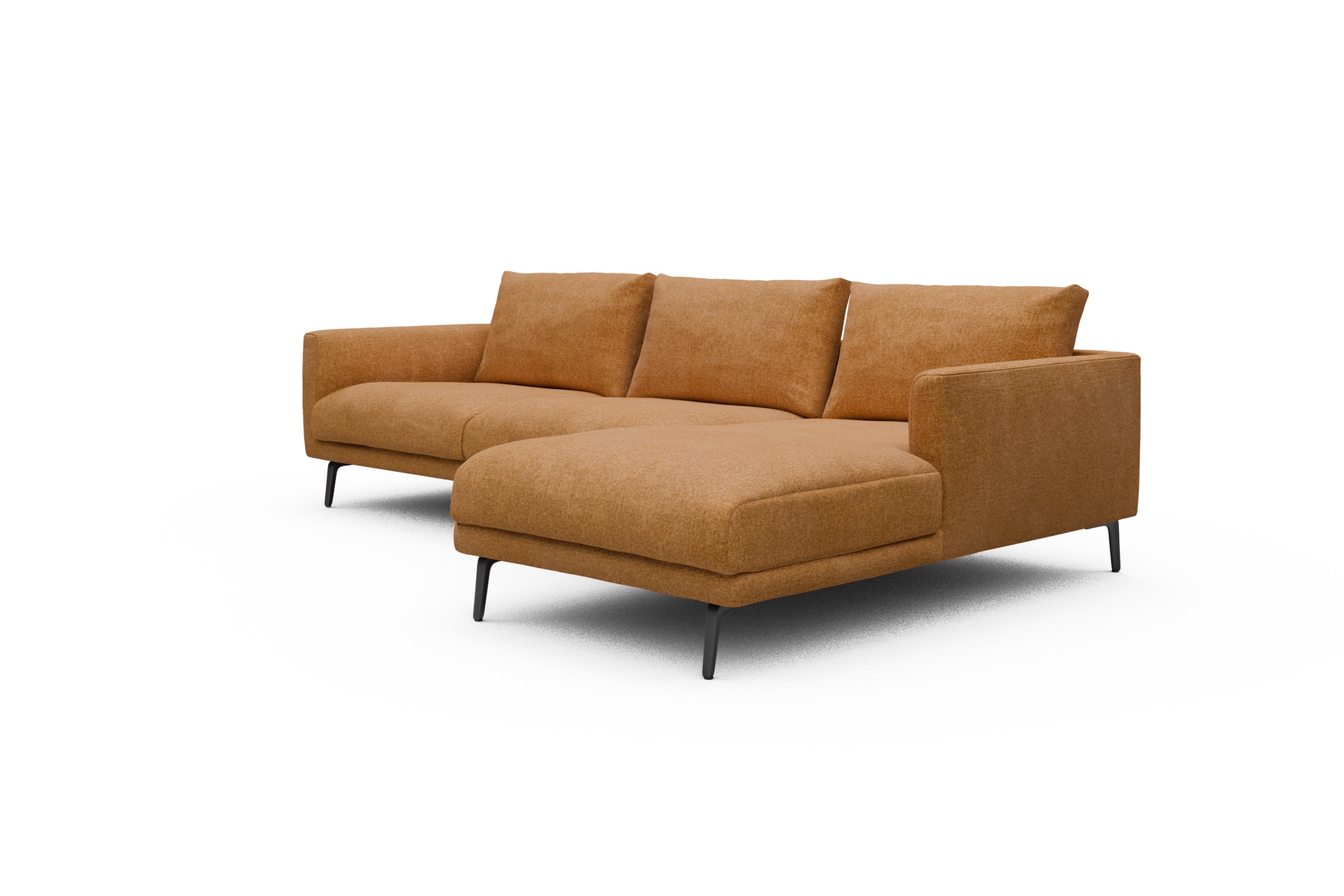 Ecksofa Karl Chaiselongue rechts mit 2,5-Sitzer Casone-Warm-Yellow