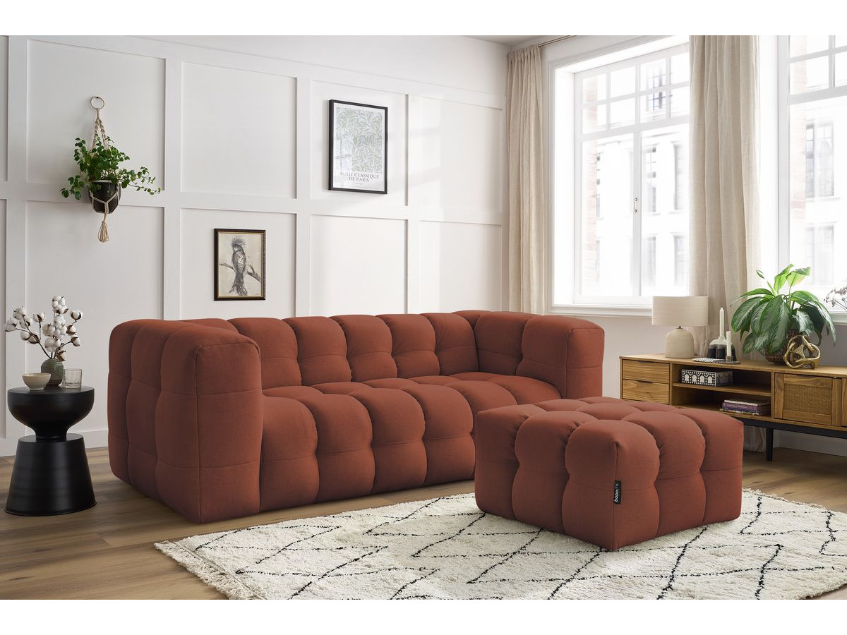 Bobochic Cloud Sofa 4-Sitzer mit Pouf Stoff Orange