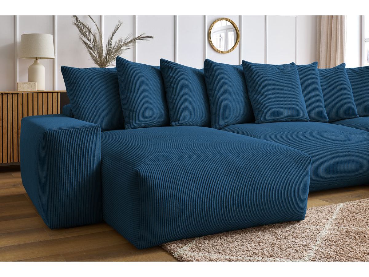 Bobochic Voltaire Wohnlandschaft 420 × 165 cm Cordsamt Dunkelblau
