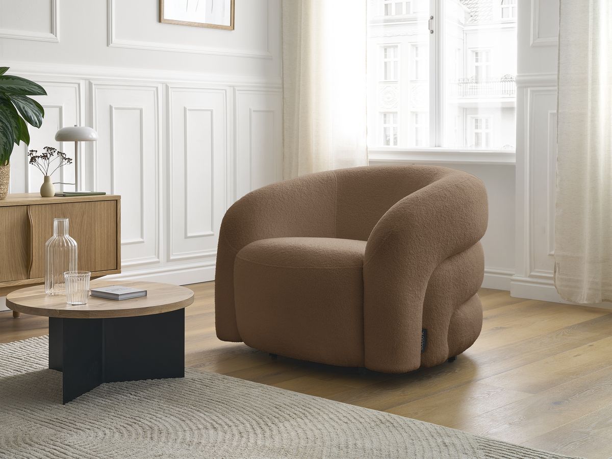 Bobochic Elina Sessel Bouclé-Stoff Braun