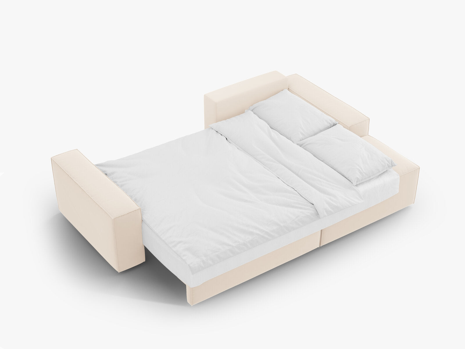 Micadoni Schlaf-Ecksofa Jodie 3-Sitzer Rechts Samt Helles Beige