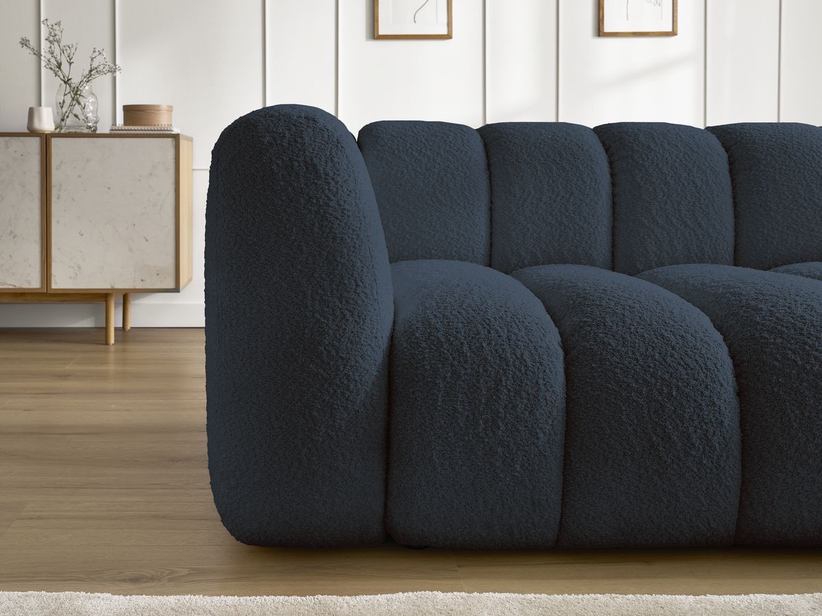 Bobochic Talia Ecksofa Bouclé-Stoff Dunkelblau Ecke rechts