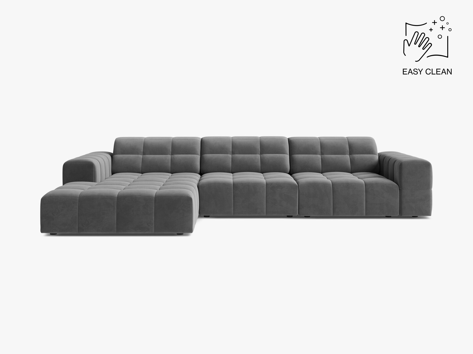 Micadoni Ecksofa Jennifer 4-Sitzer Links Samt Venus Hellgrau