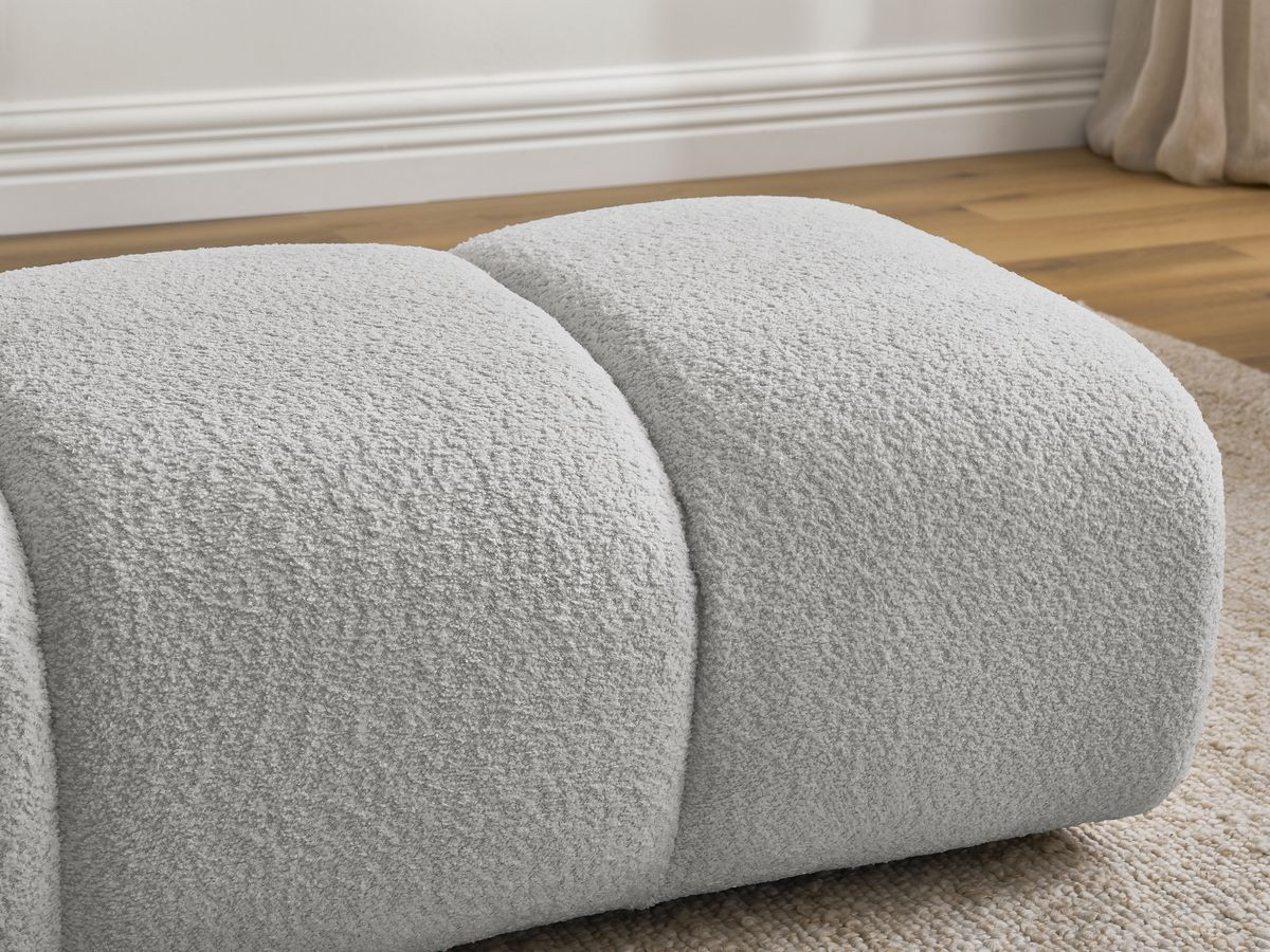 Bobochic Pamira Pouf Bouclé-Stoff Hellgrau