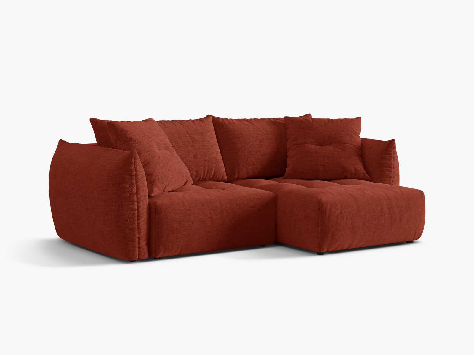 Micadoni Bloom Ecksofa 3-Sitzer mit Schlaffunktion Rechts Strukturierter Stoff Wind Kastanienbraun