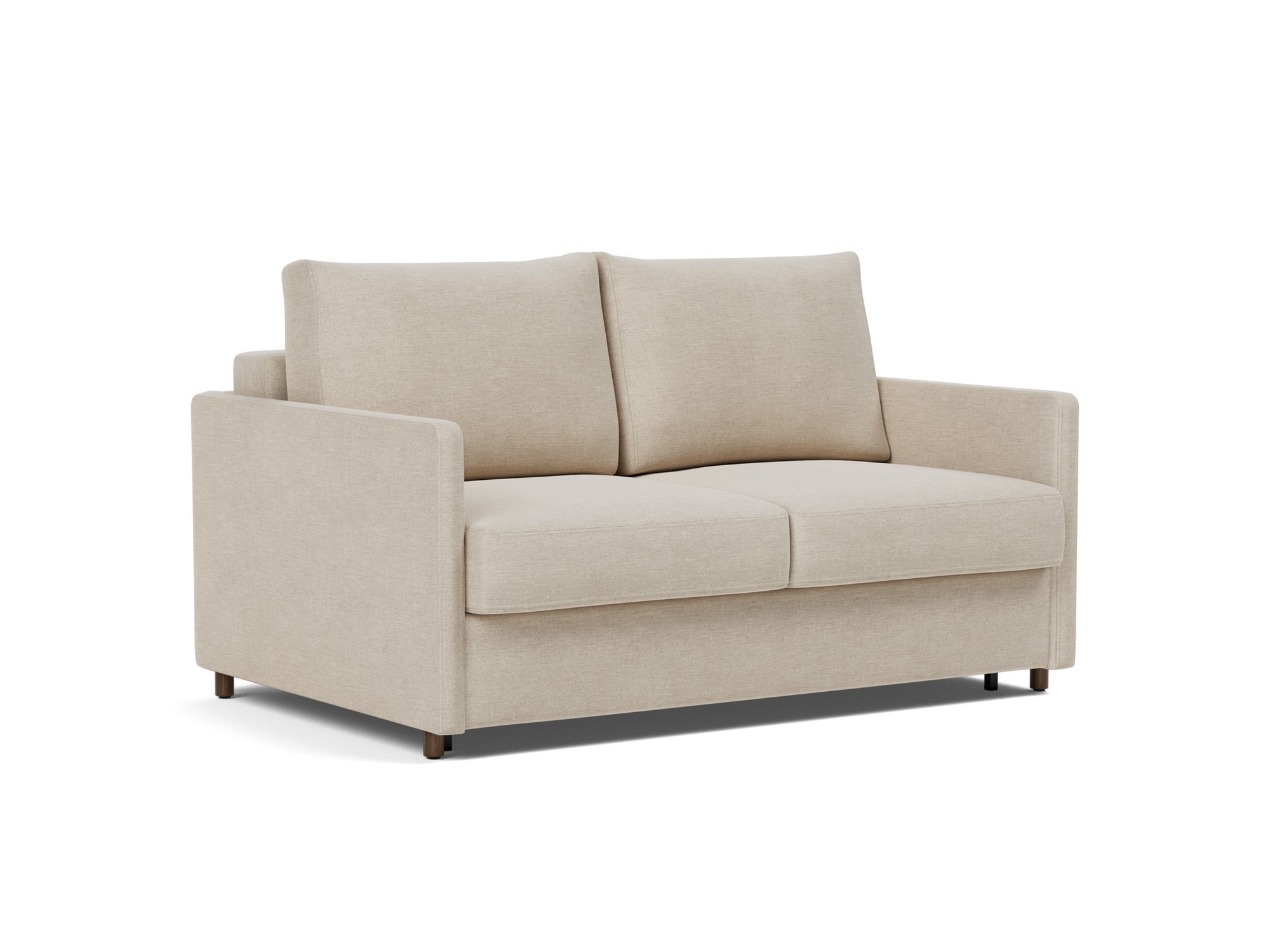 Schlafsofa Neah mit Slim-Armlehnen 140 Flachgewebe Phobos 586-Latte