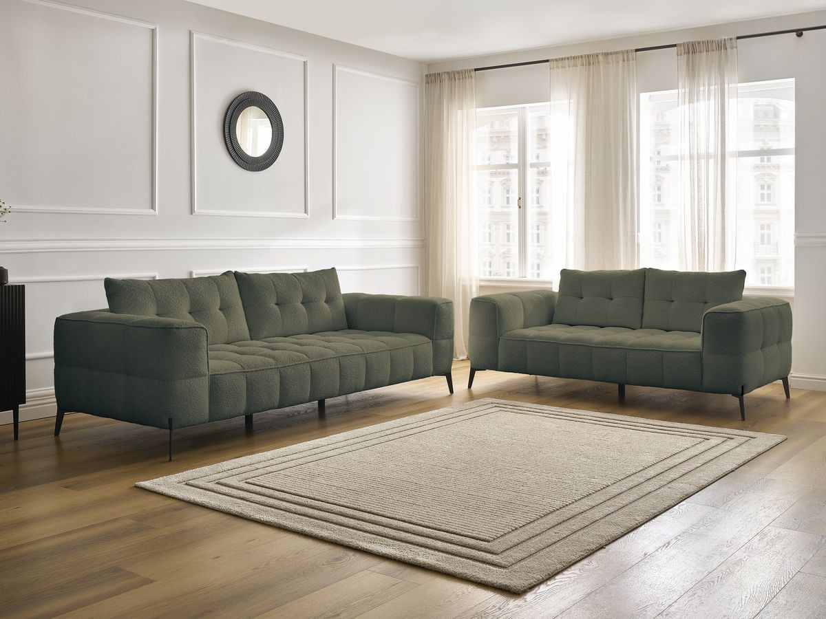 Bobochic Anis Sofa 5-Sitzer Bouclé-Stoff Grün