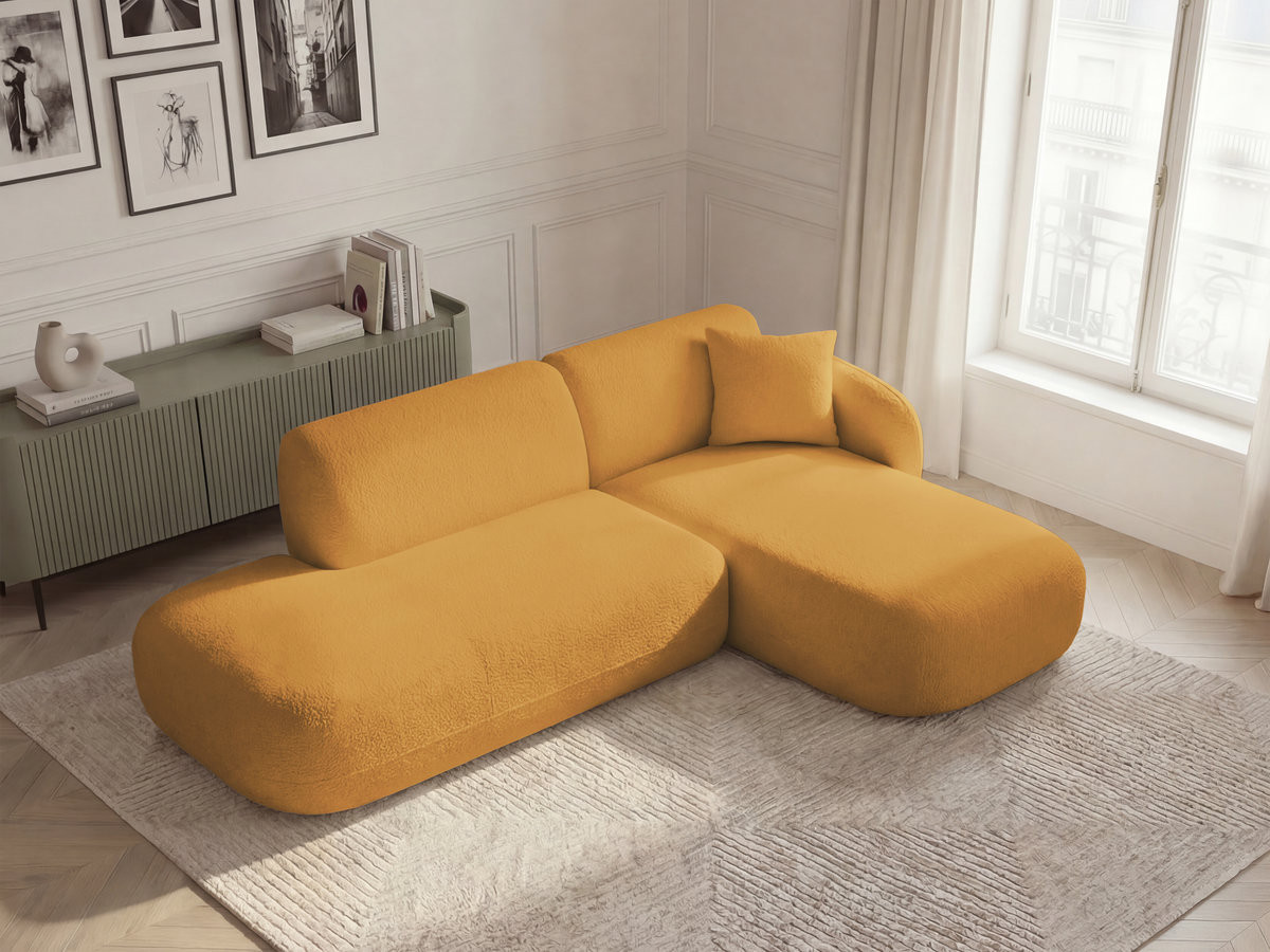 Bobochic Anda Ecksofa 241 × 163 cm Chenille Gelb Ecke rechts