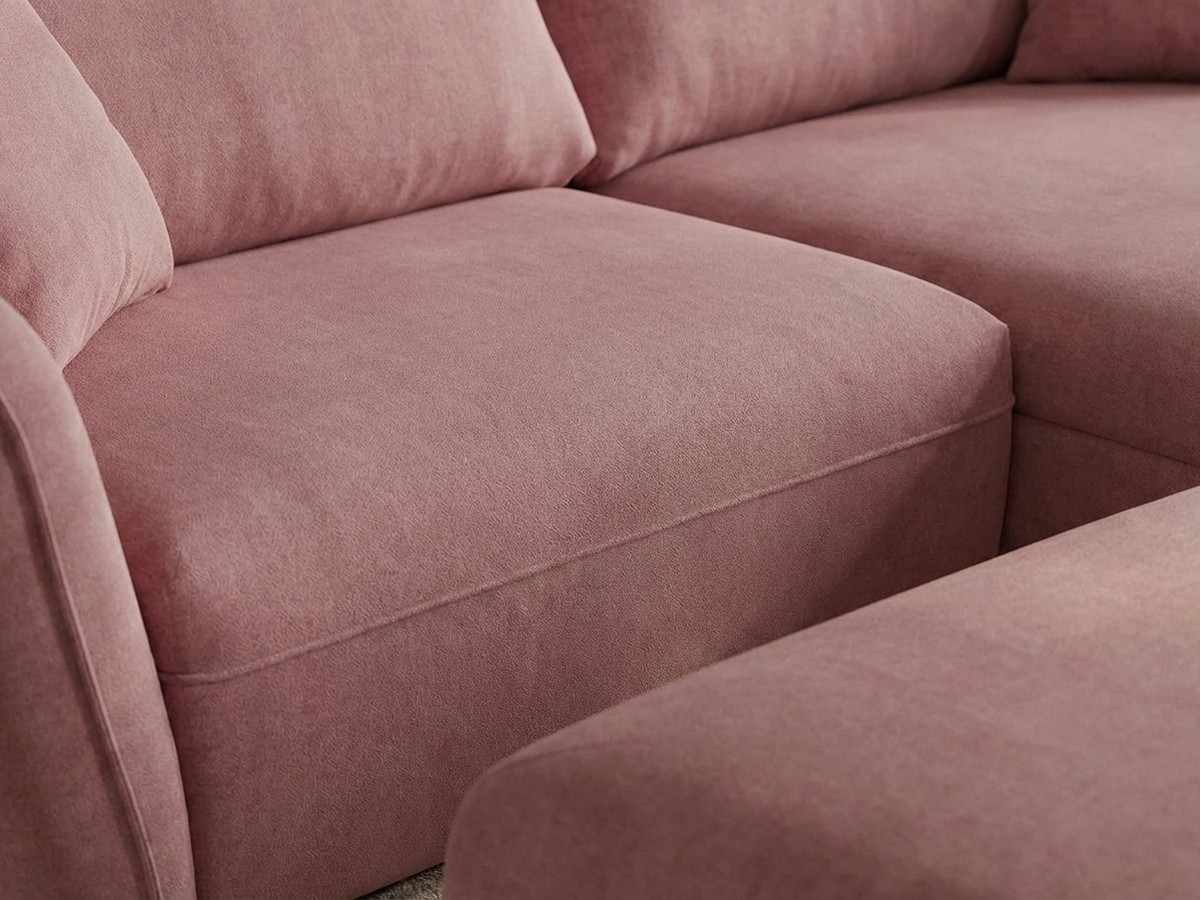 Bobochic Luigi Ecksofa mit Pouf Strukturstoff Rosa Ecke rechts