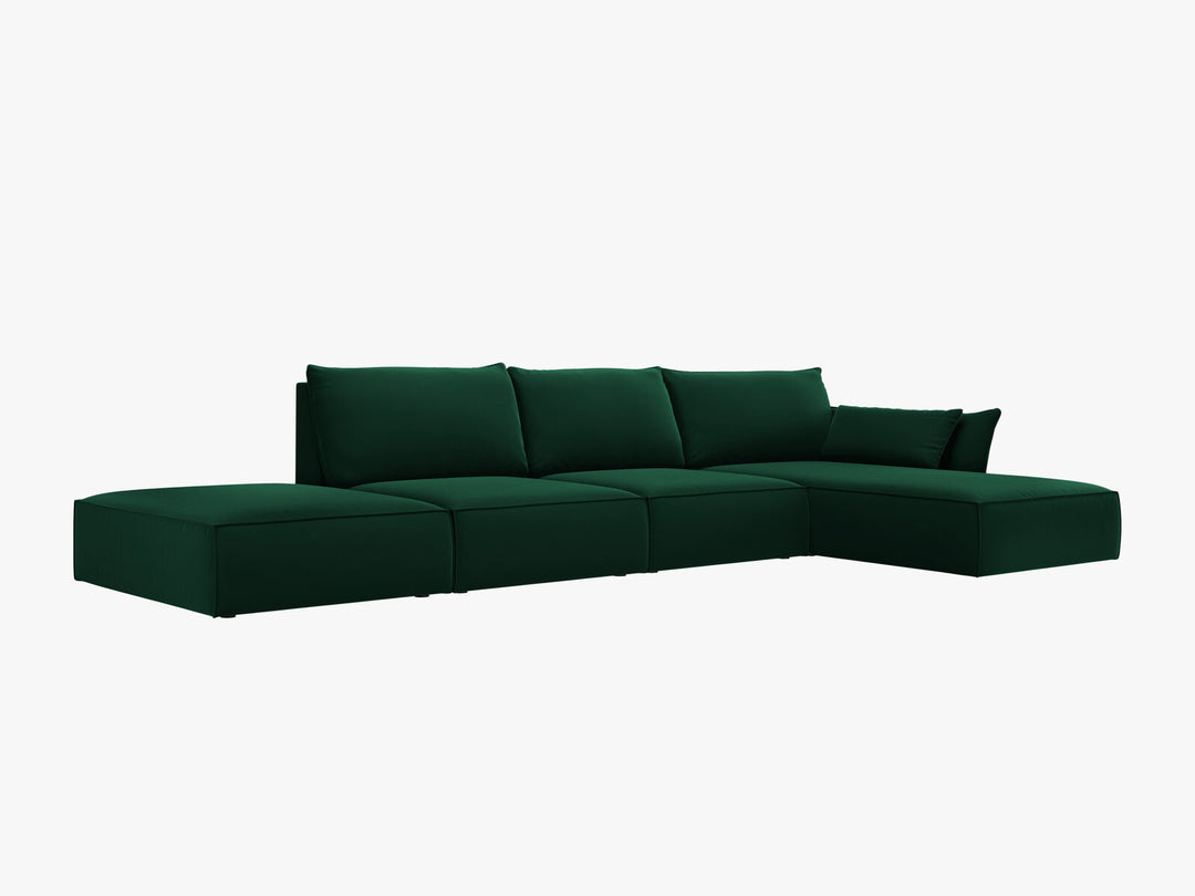 Micadoni Ecksofa Kaelle 5-Sitzer Rechts Samt Bluvel Flaschengrün