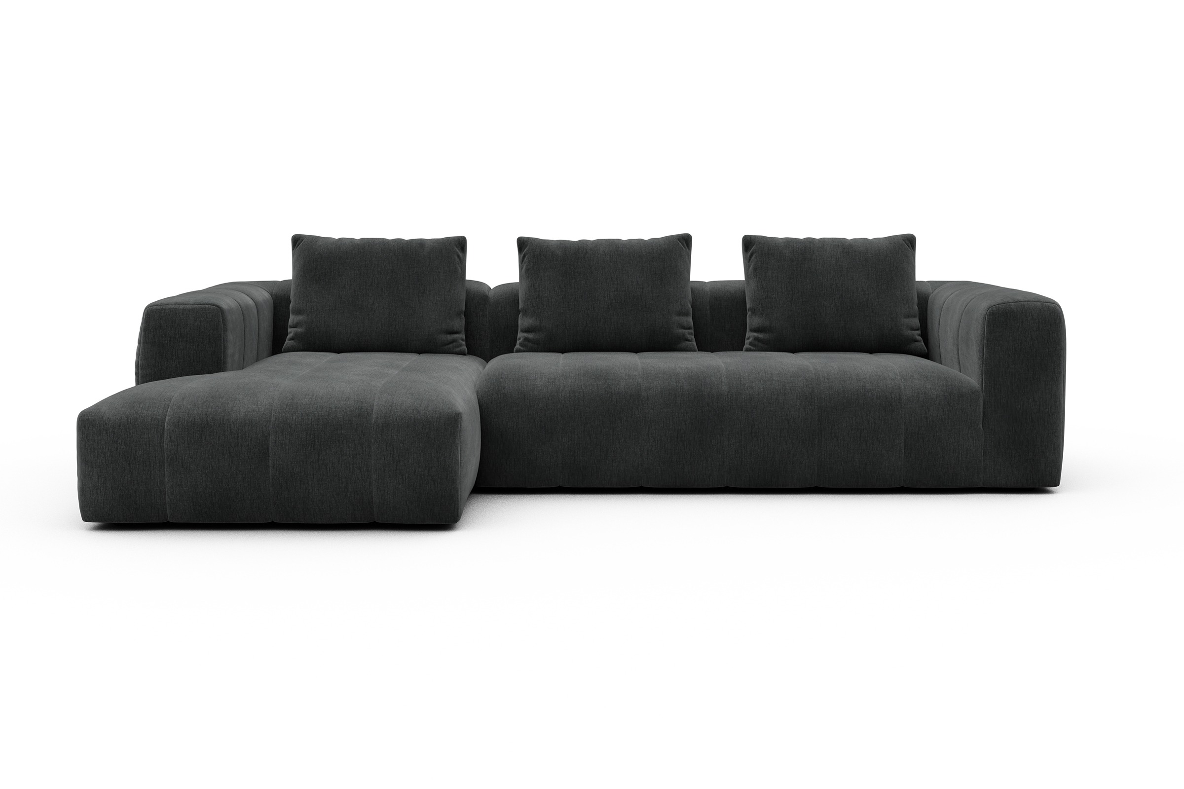 Ecksofa Hugo 2,5-Sitzer Armlehne rechts mit Chaiselongue Smooth-Deep-Warm-Grey
