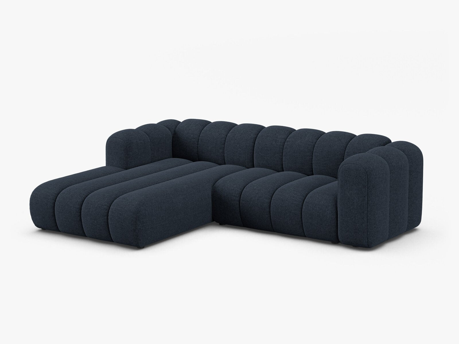Micadoni Modulares Ecksofa Lupine 4-Sitzer mittelgroß Links Chenille Eden Marineblau