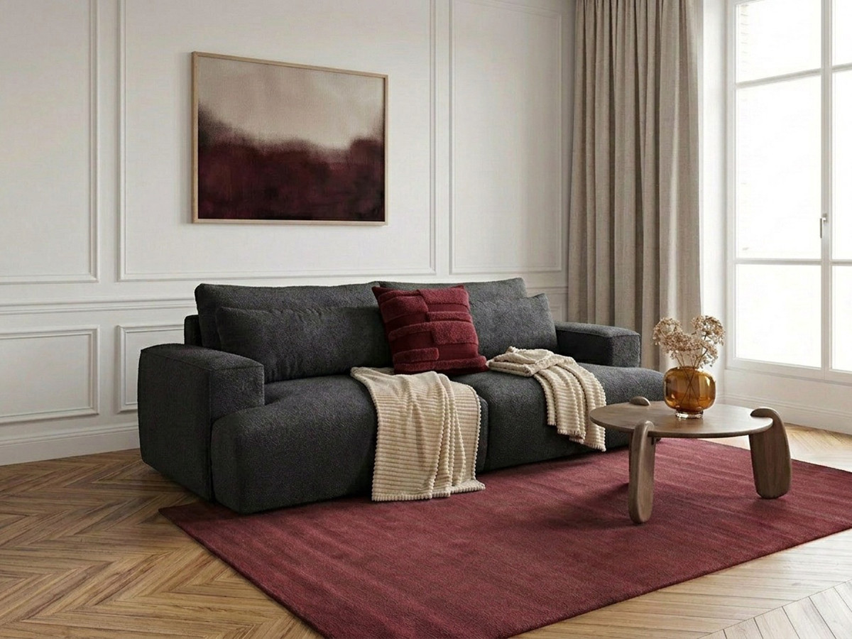 Bobochic Twiny Sofa 3-Sitzer Stoff Dunkelgrau