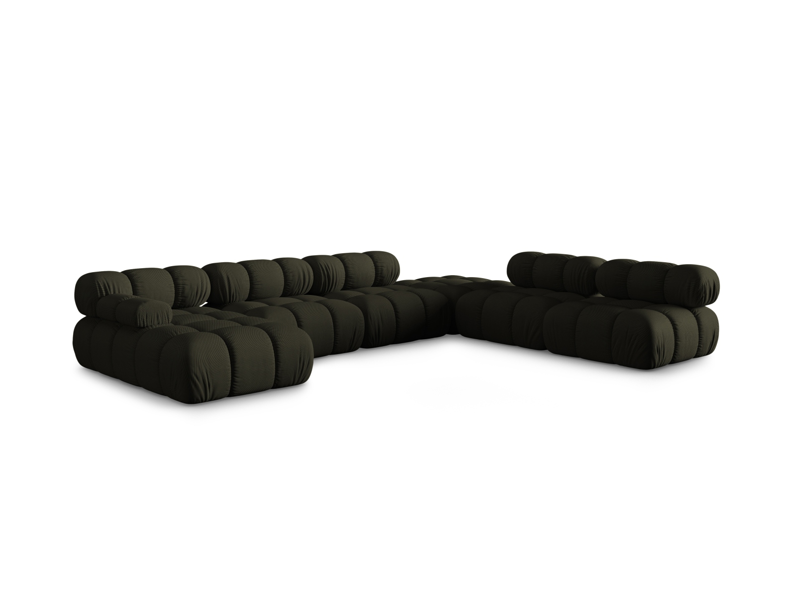 Micadoni Modulares Panorama Ecksofa Bellis 7-Sitzer Rechts 3D-Stoff Sonic Amazonas Grün