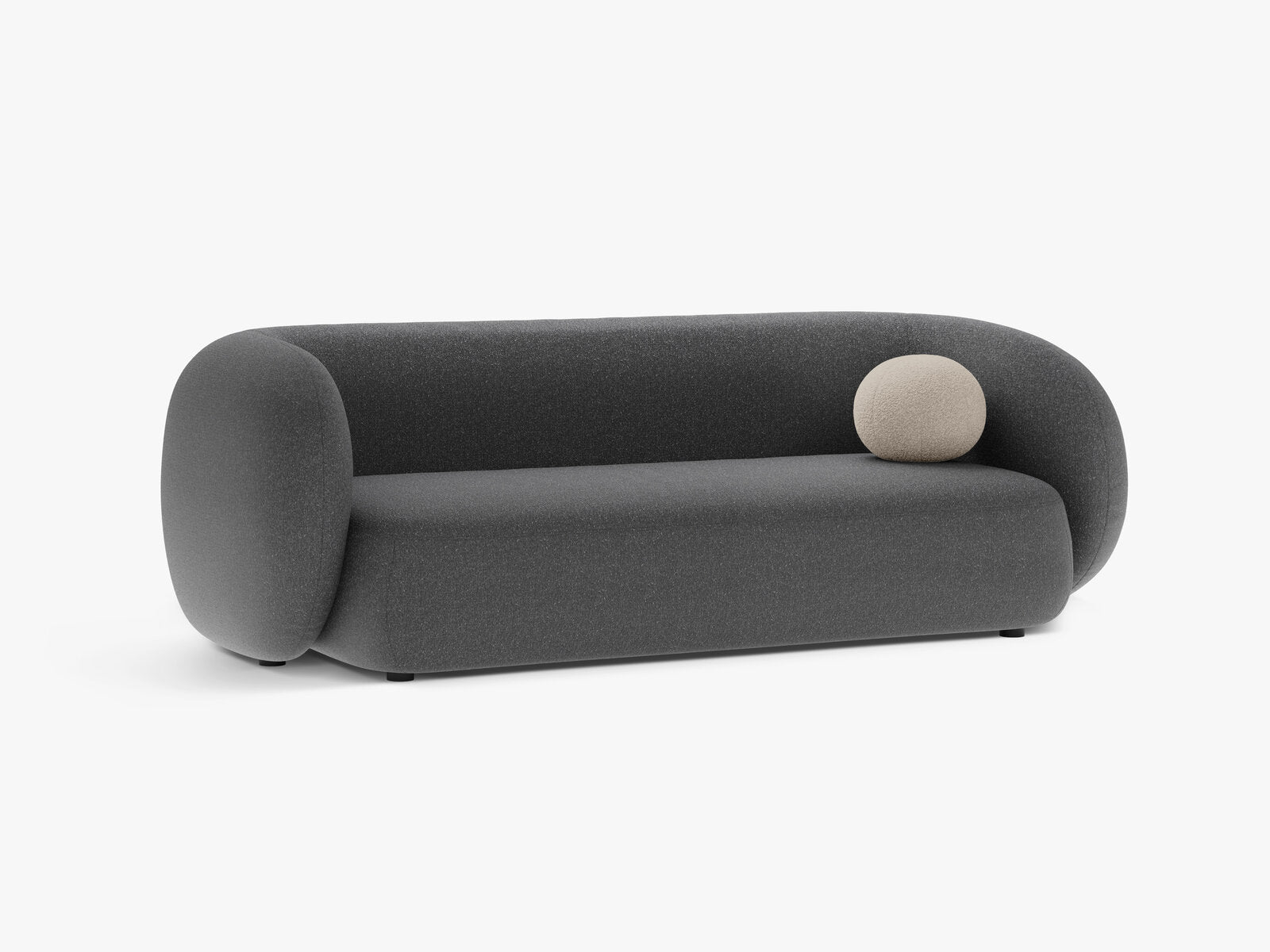 Micadoni Sofa Kate 3-Sitzer Strukturierter Stoff Dunkelgrau Melange