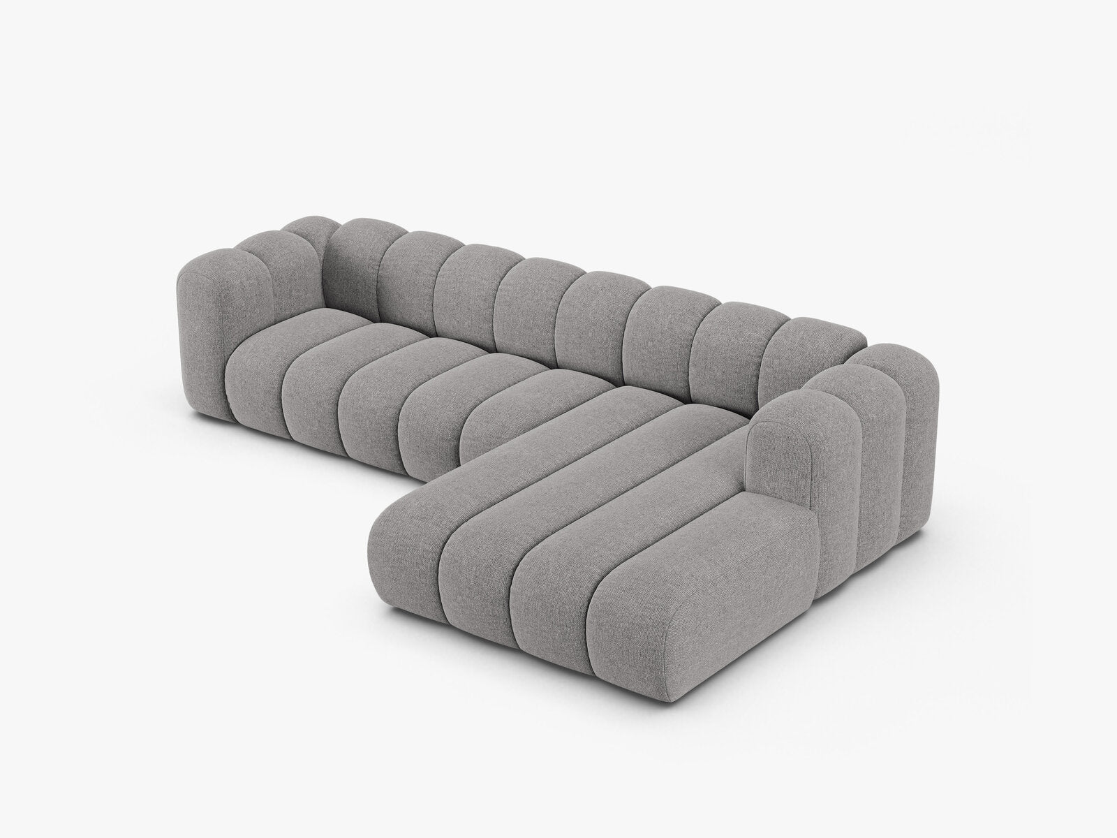 Micadoni Modulares Ecksofa Lupine 4-Sitzer Rechts Chenille Eden Hellgrau
