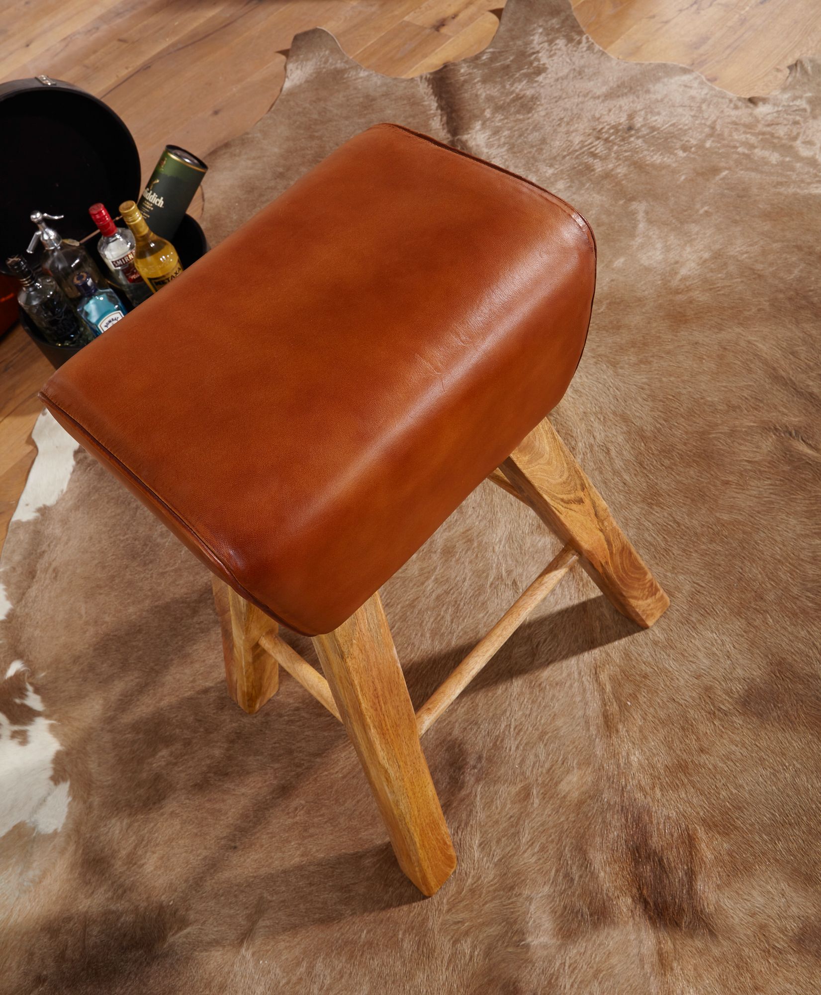Barhocker Saltum Echtleder Braun 43 × 43 × 75 cm