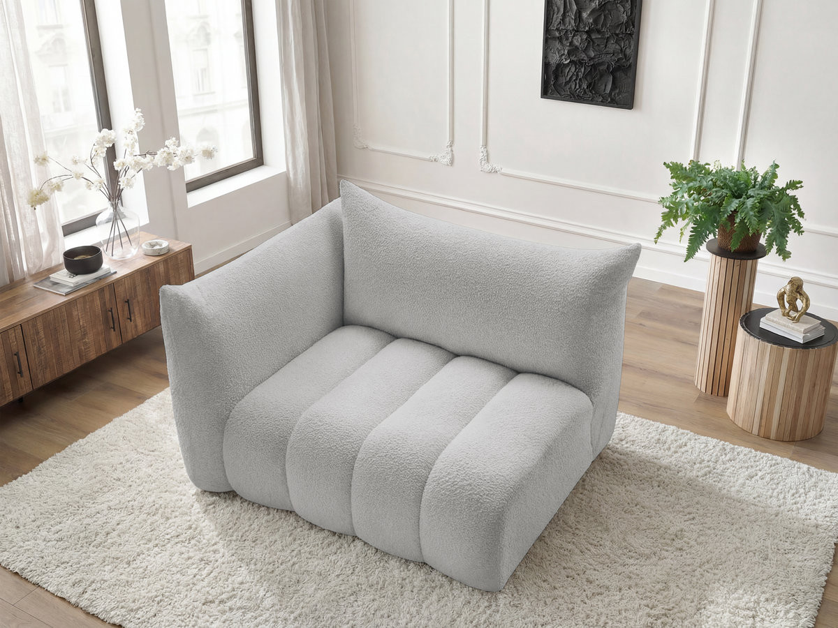Bobochic Azra Sofamodul 2-Sitzer 143 × 112 cm Bouclé-Stoff Hellgrau Ecke links