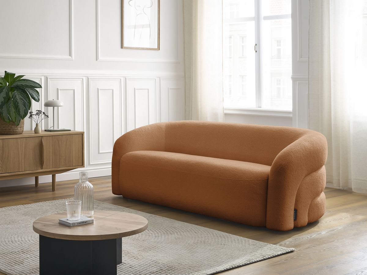 Bobochic Elina Sofa 3-Sitzer Bouclé-Stoff Orange