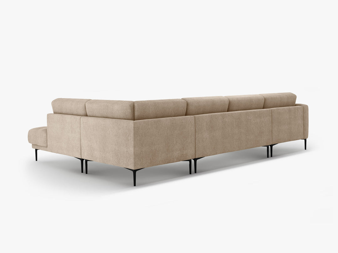 Micadoni Panorama Ecksofa Bemy 7-Sitzer Rechts Strukturierter Stoff Sand