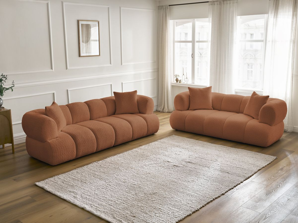 Bobochic Pamira Sofa 5-Sitzer Bouclé-Stoff Orange