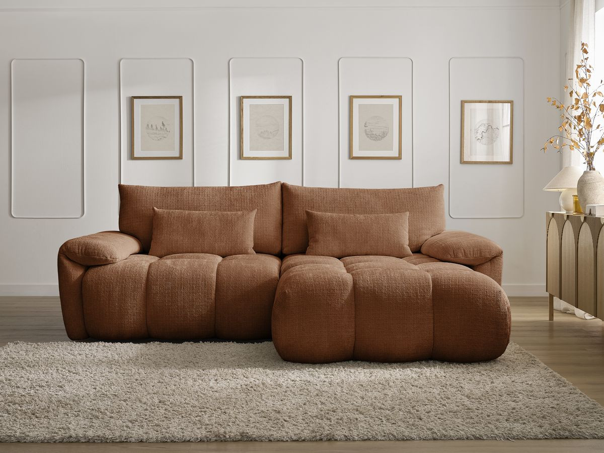 Bobochic Ivane Ecksofa Strukturstoff Orange Ecke rechts