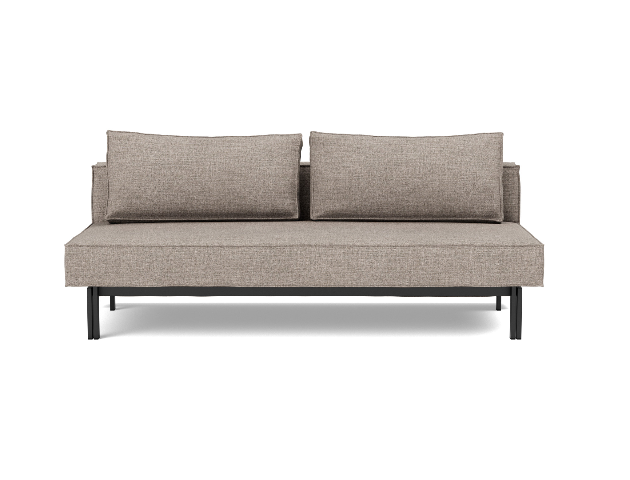 Schlafsofa Sly Chenille Yuveno 472-Warm-Grey Beine Schwarzes Metall