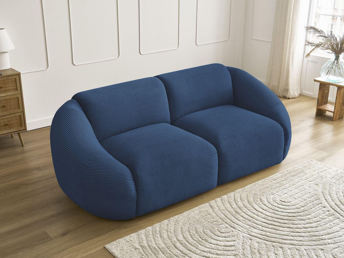 Bobochic Tina Sofa 2-Sitzer Cordsamt Dunkelblau