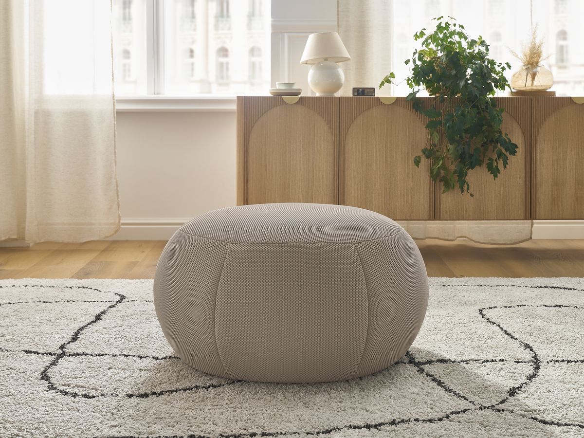 Bobochic Hayden Pouf, rund Mesh-Stoff Taupe, 76 cm