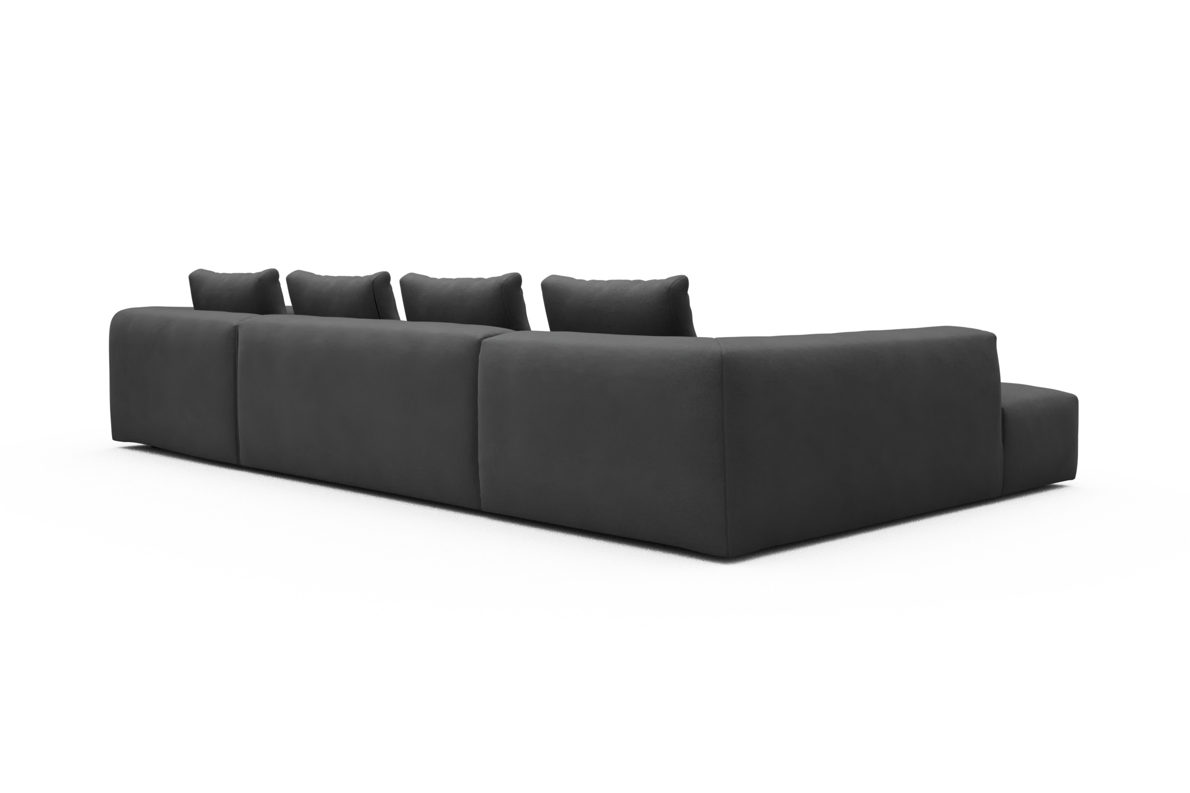 Wohnlandschaft Fred Relax-Ecke links mit 2-Sitzer und Chaiselongue rechts Strukturierter Stoff Satya 441-Warm-Zinc