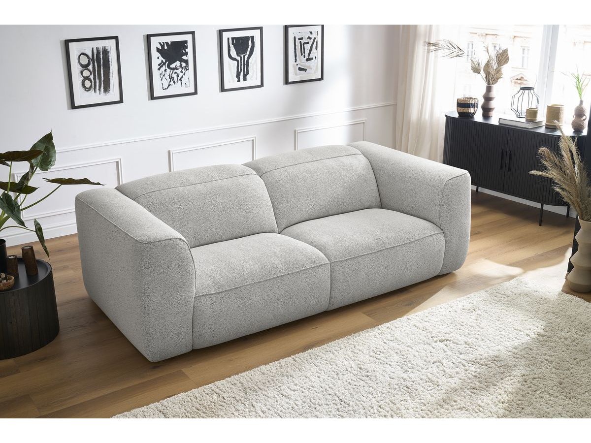 Bobochic William Sofa 3-Sitzer Melange-Stoff Weiß