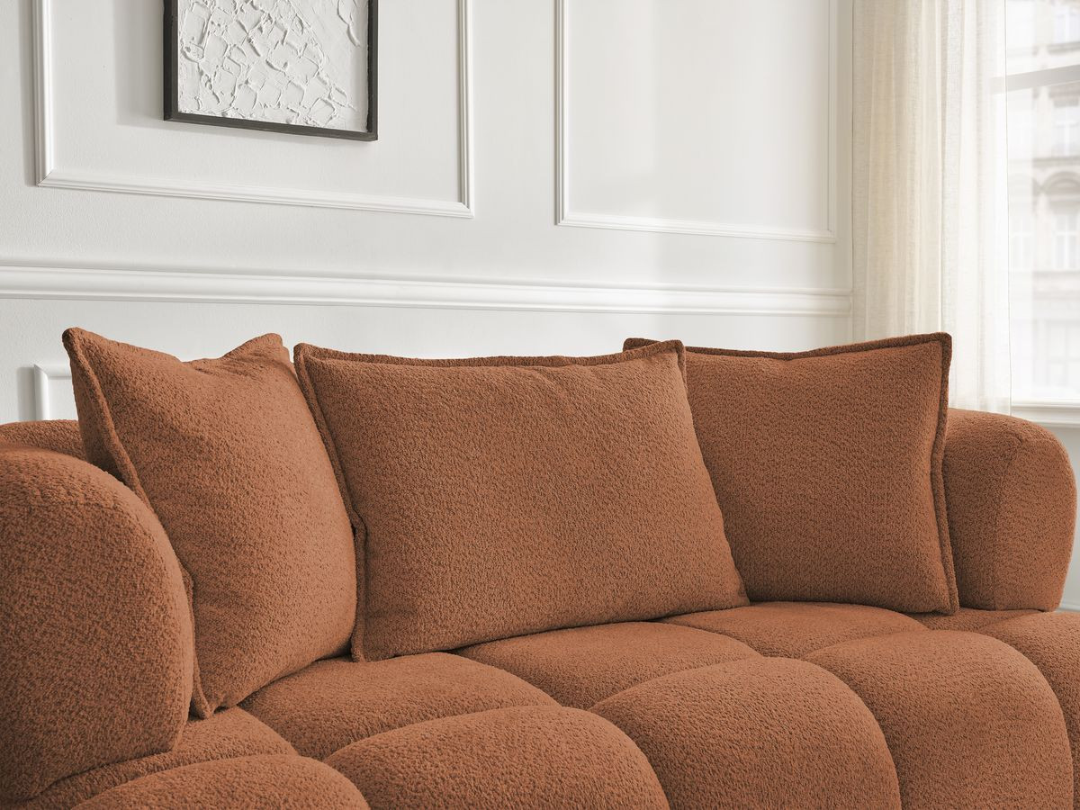 Bobochic Alya Sofa 2-Sitzer mit Pouf Bouclé-Stoff Orange