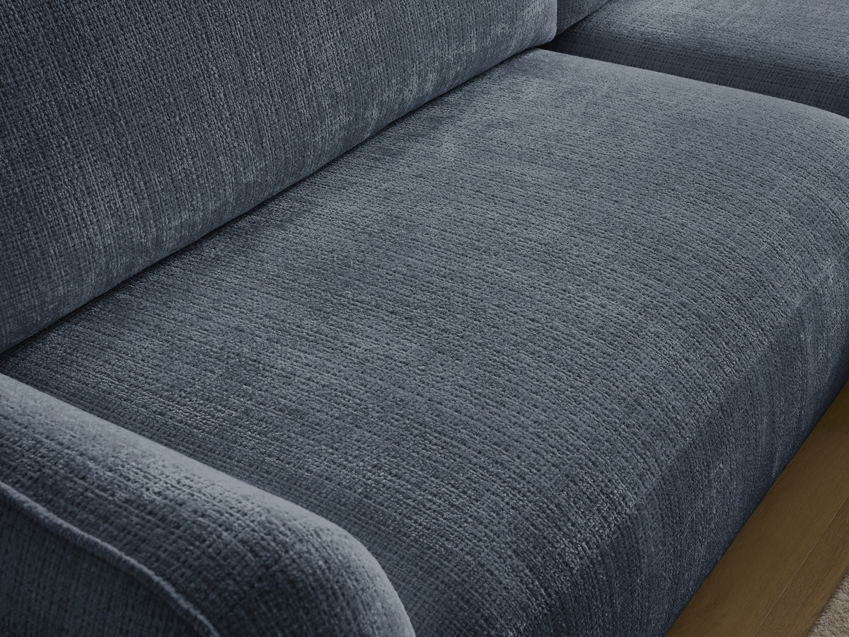 Bobochic Denise Ecksofa mit Schlaffunktion und Bettkasten 258 × 160 cm Strukturstoff Dunkelblau Ecke rechts