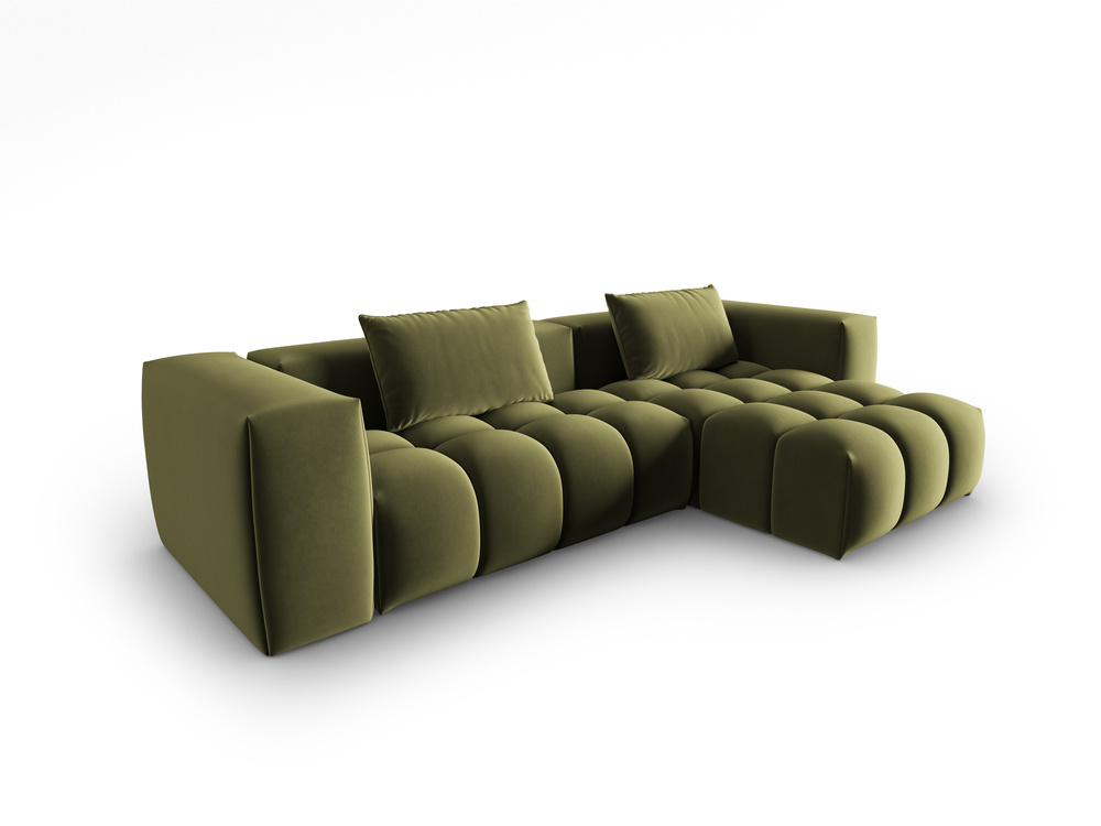 Cosmopolitan Design Ecksofa Verona 3-Sitzer Samt Casino Hellgrün Rechts