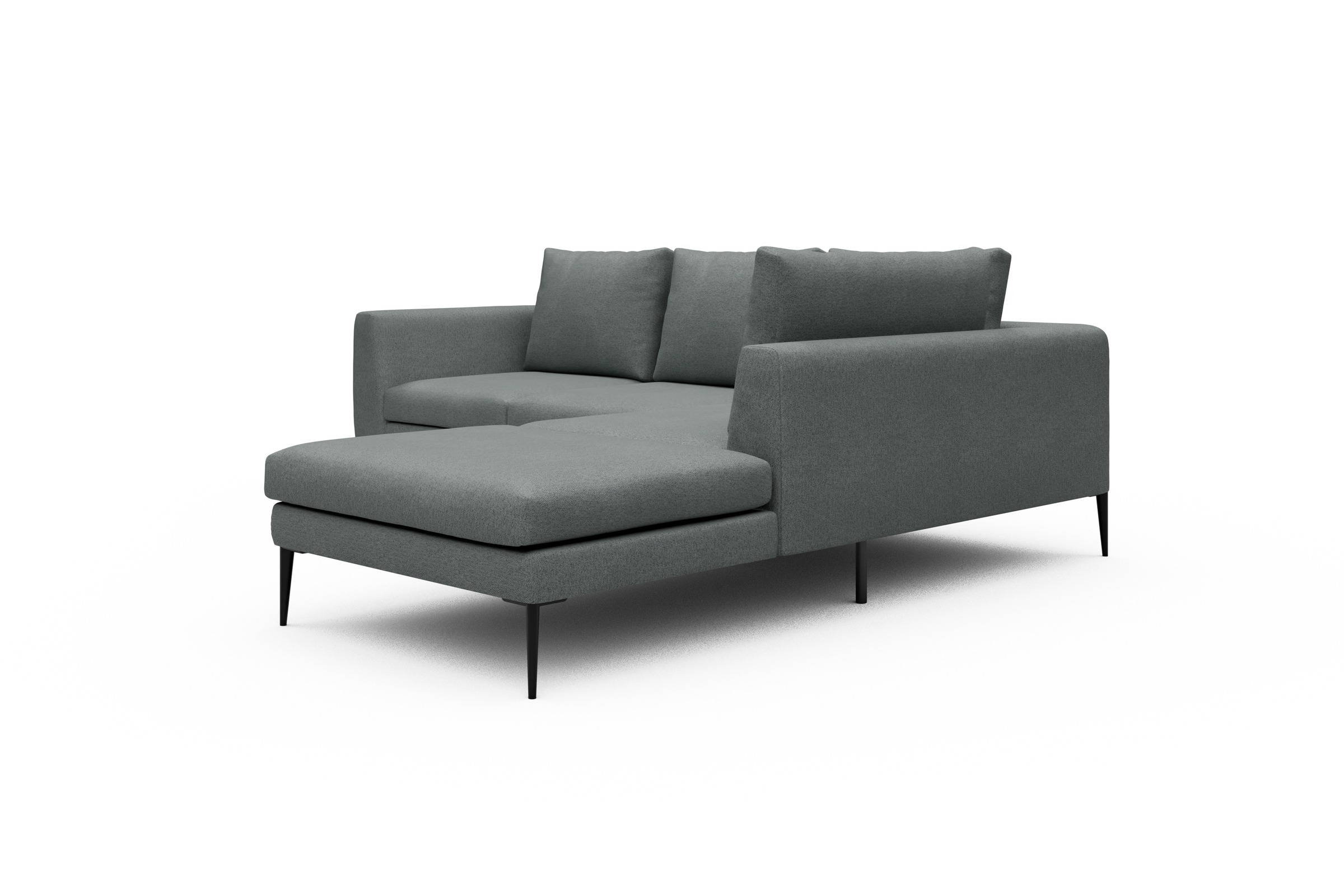 Ecksofa Paul Relax-Ecke rechts mit 2-Sitzer Denari-Soft-Grey