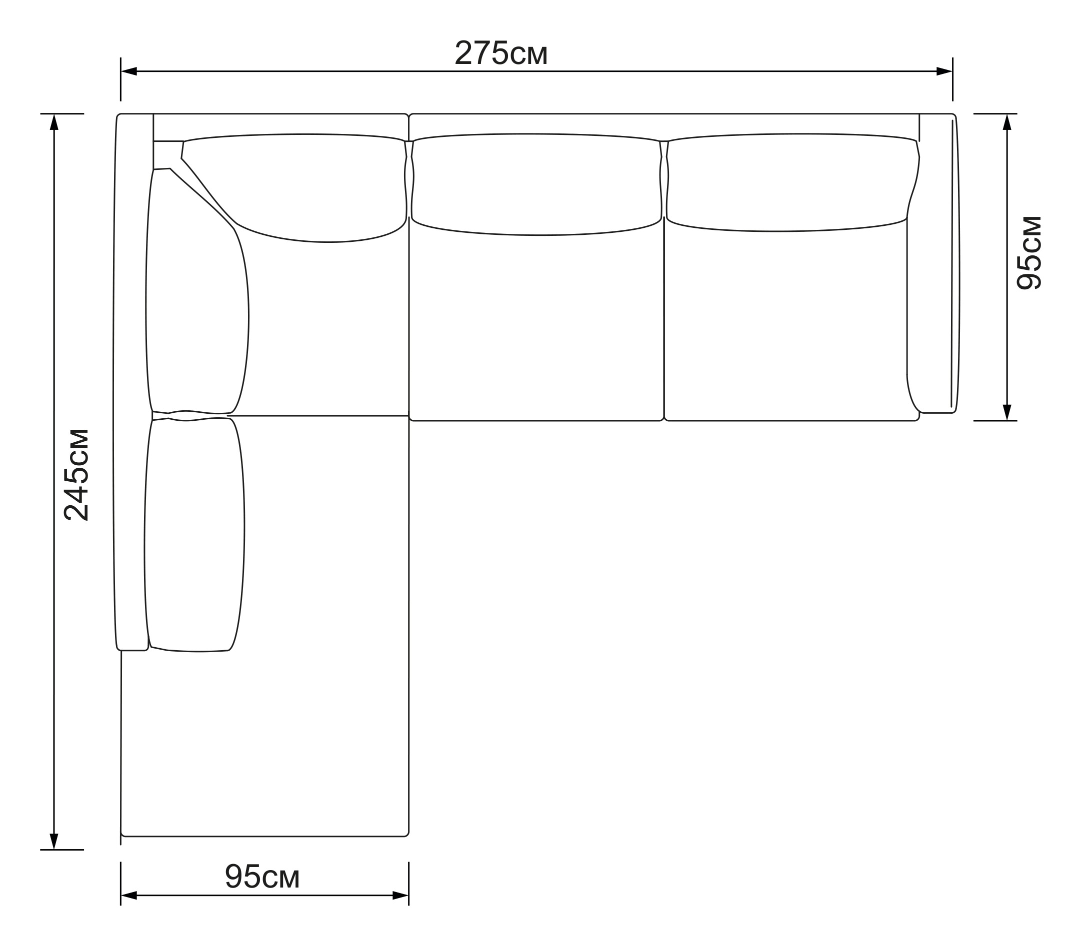 Ecksofa Karl Relax-Ecke links mit 2,5-Sitzer Kord Corduroy 594-Ivory