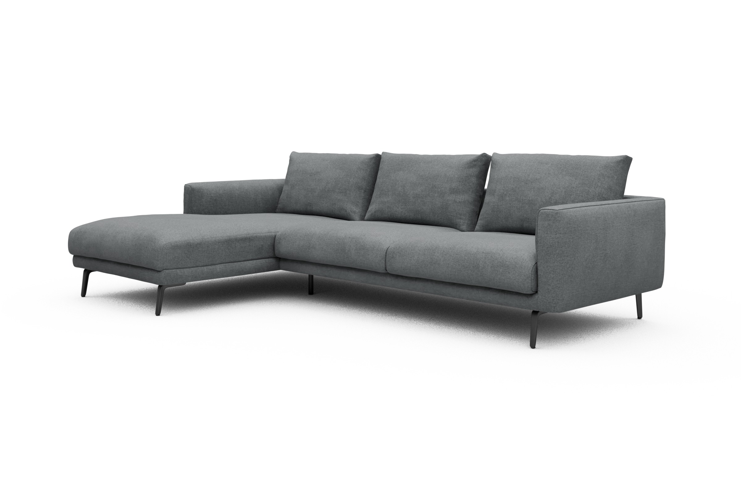 Ecksofa Karl Chaiselongue links mit 2,5-Sitzer Casone-Gravel-Grey