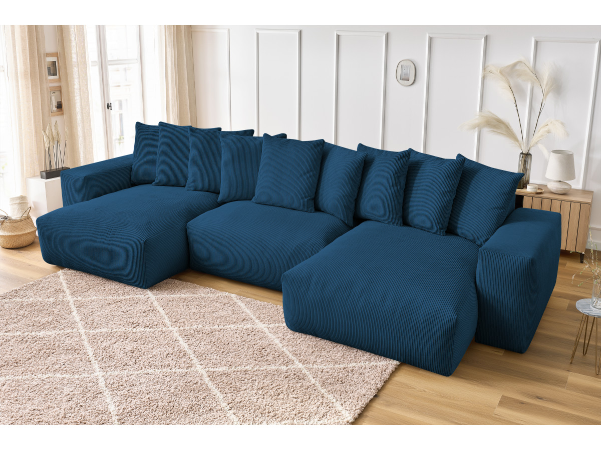 Bobochic Voltaire Wohnlandschaft 420 × 174 cm Cordsamt Dunkelblau