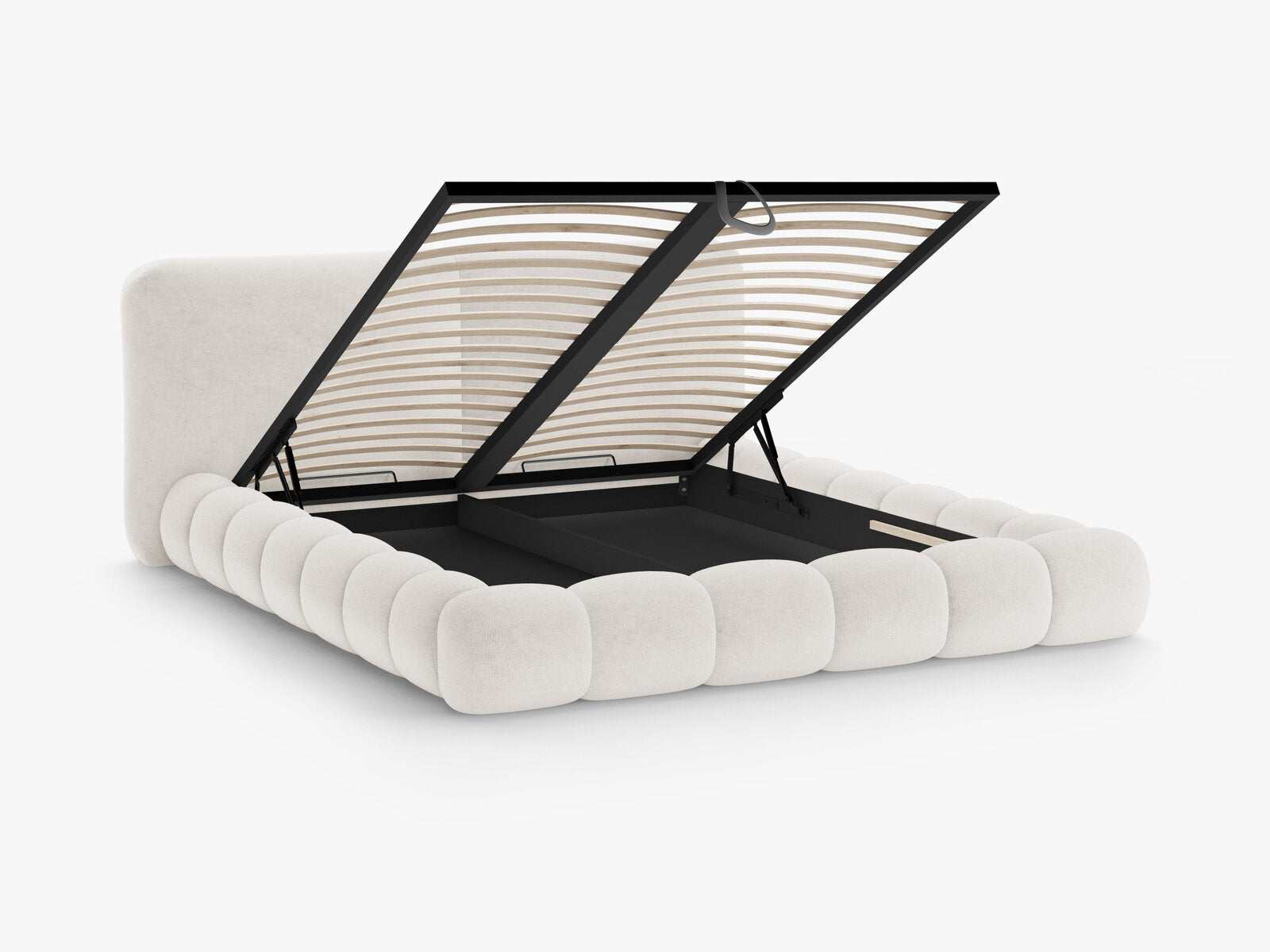 Micadoni Stauraumbett mit Kopfteil Solange Chenille Perfect Harmony Helles Beige 180x200