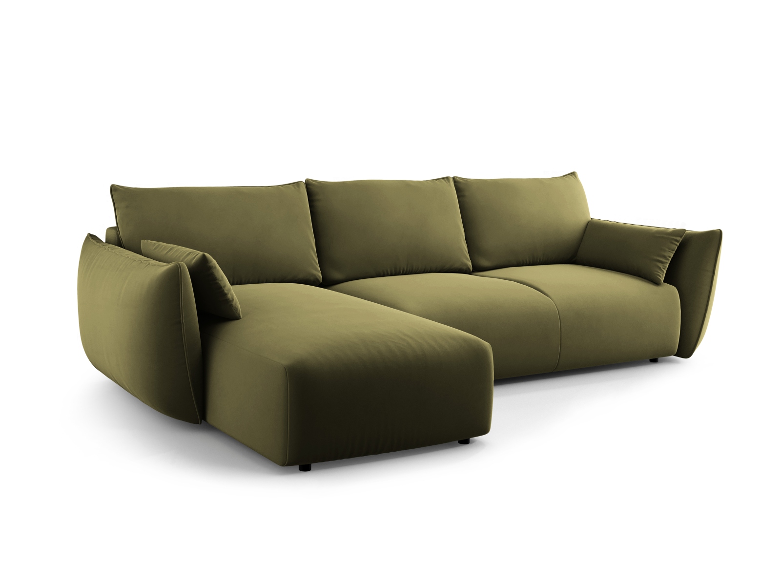 Cosmopolitan Design Ecksofa Matera 4-Sitzer mit Schlaffunktion Samt Salvador Grün Links