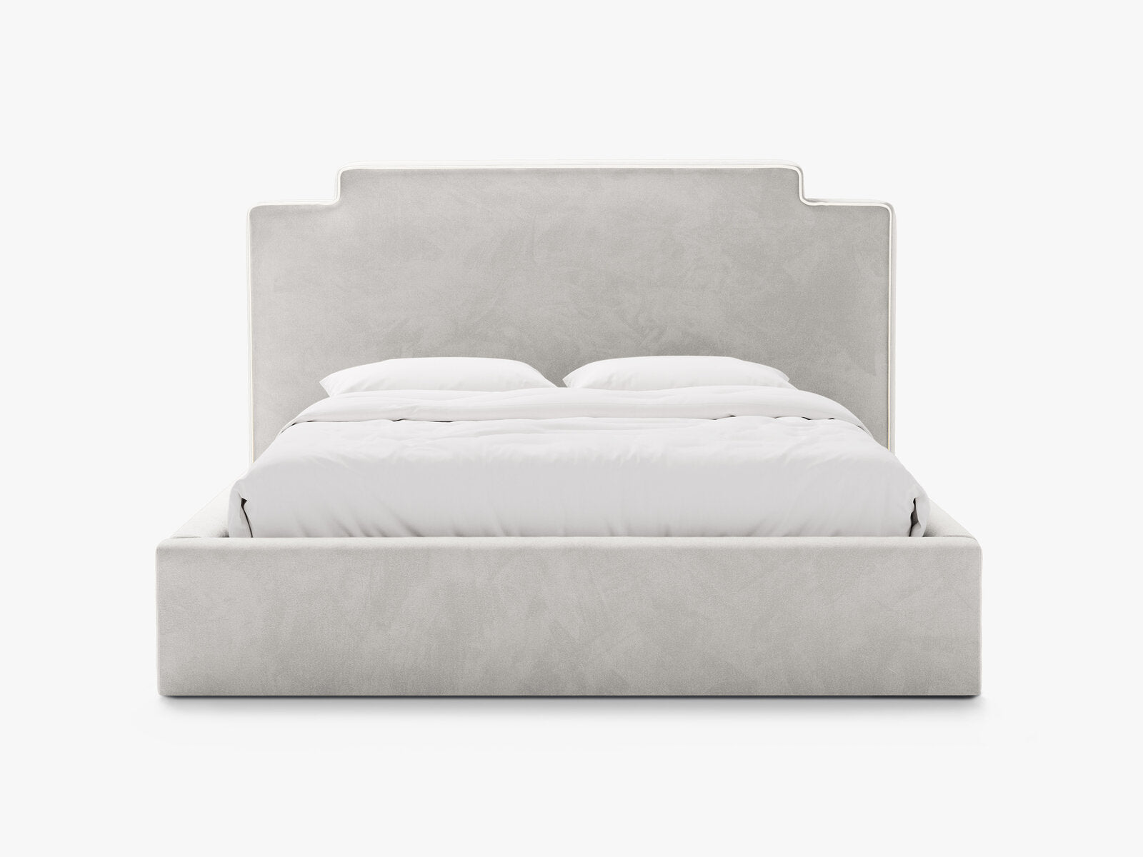 Micadoni Princess Samtbett mit Bettkasten und Kopfteil Samt Magic Velvet Elfenbein / Hellgrau 140x200